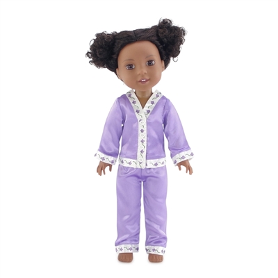Purple Rabbit Nightgown Pajamas Fits Wellie Wishers 14.5" American Girl Clothes 