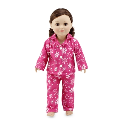 18-inch Doll Clothes - Pink Snowflake Print 2-Piece Classic Pajamas/PJs ...